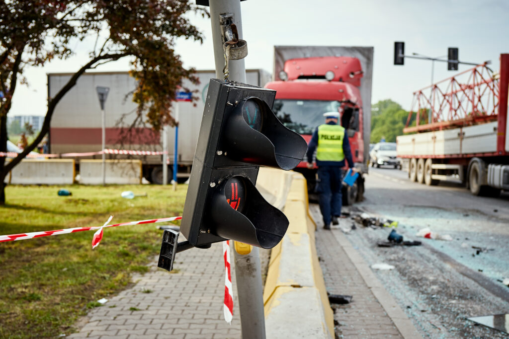 Truck accident on the street - Oaks Law Firm