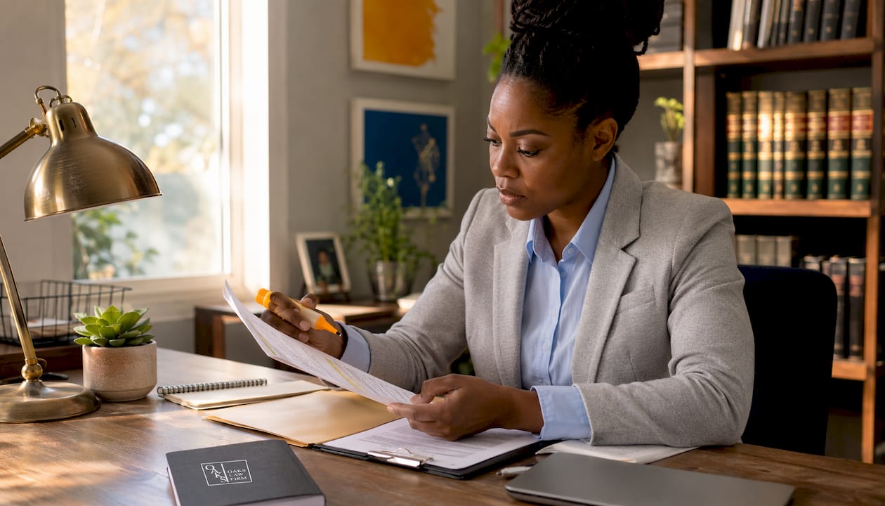 Insurance adjuster reviewing injury claim documents