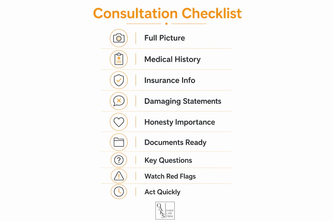 Infographic illustrating personal injury consultation checklist