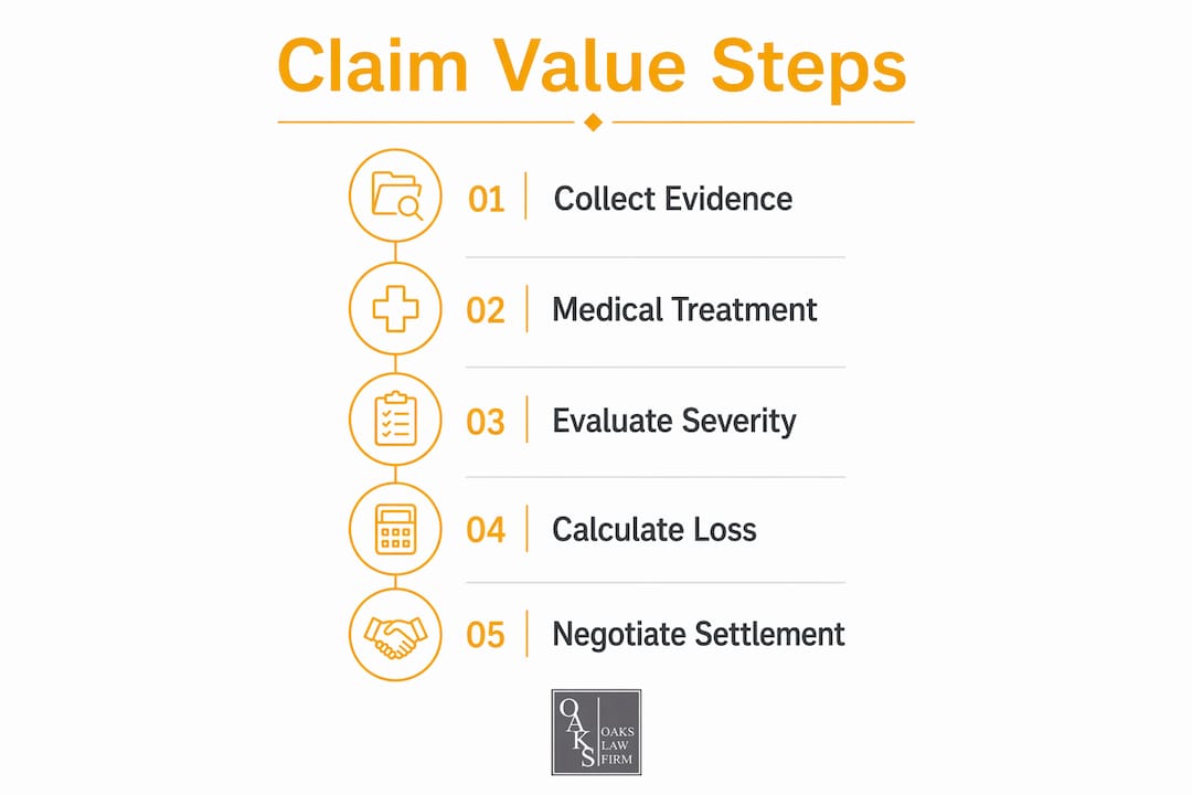 Infographic illustrating herniated disc claim valuation steps
