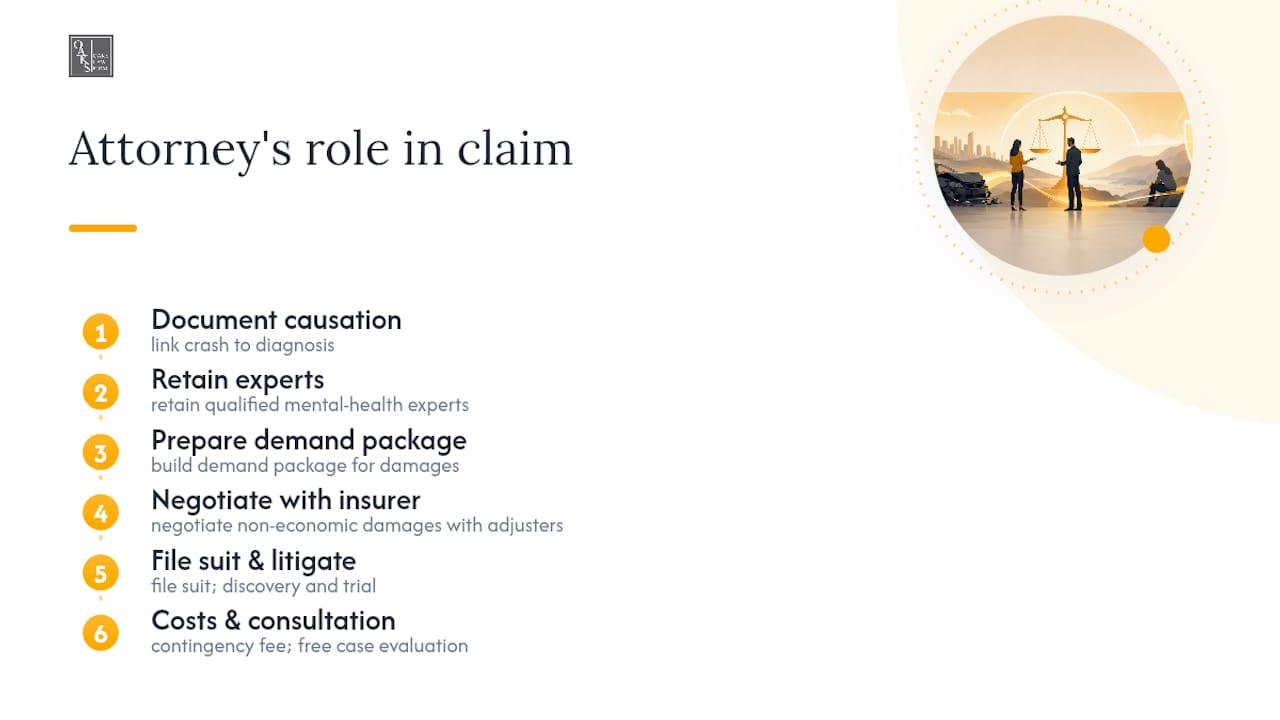 What a personal injury attorney does on an emotional distress claim — overview diagram