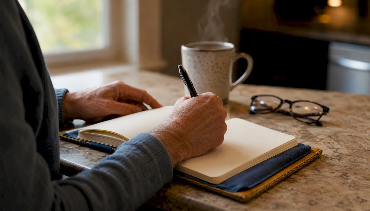 Open notebook for pain and symptom logging