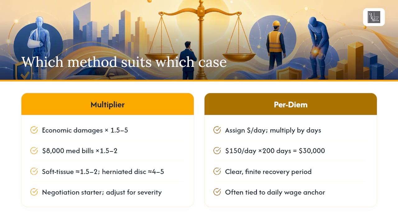 Diagram comparing multiplier and per-diem valuation methods