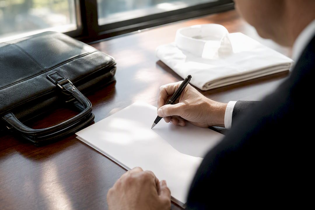 Hand signing legal affidavit document