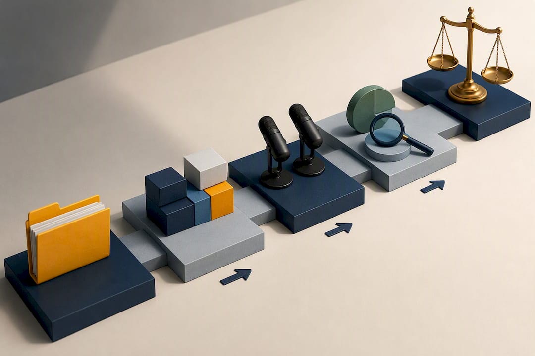 Illustrated stages of a third-party lawsuit